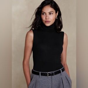 NWT Banana Republic Black Sleeveless Soft Lux Turtleneck Top